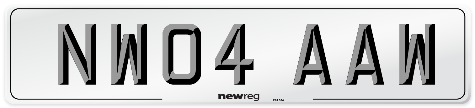 NW04 AAW Number Plate from New Reg